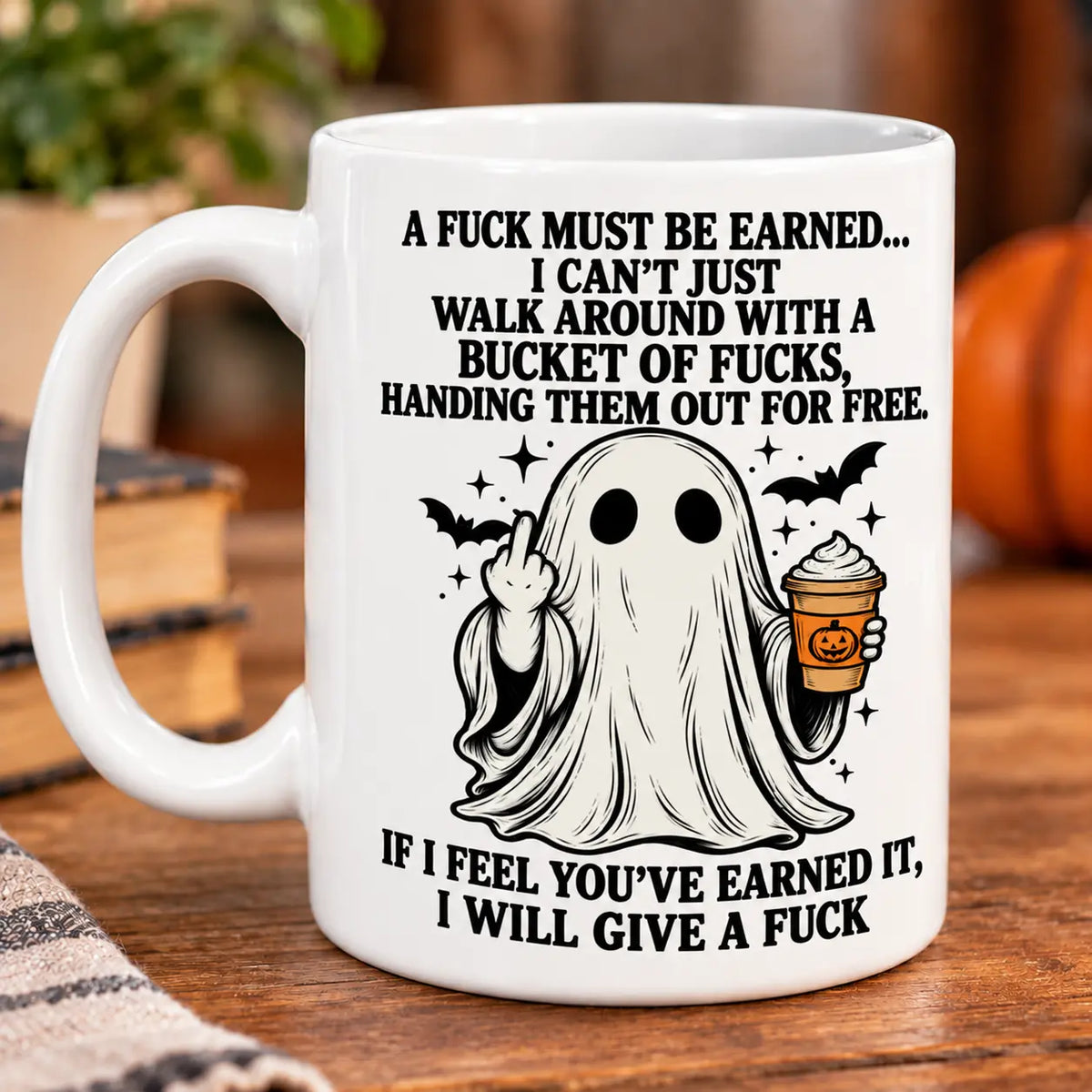 Funny Halloween Ghost Coffee Mug, Sarcastic Spooky Season Gift