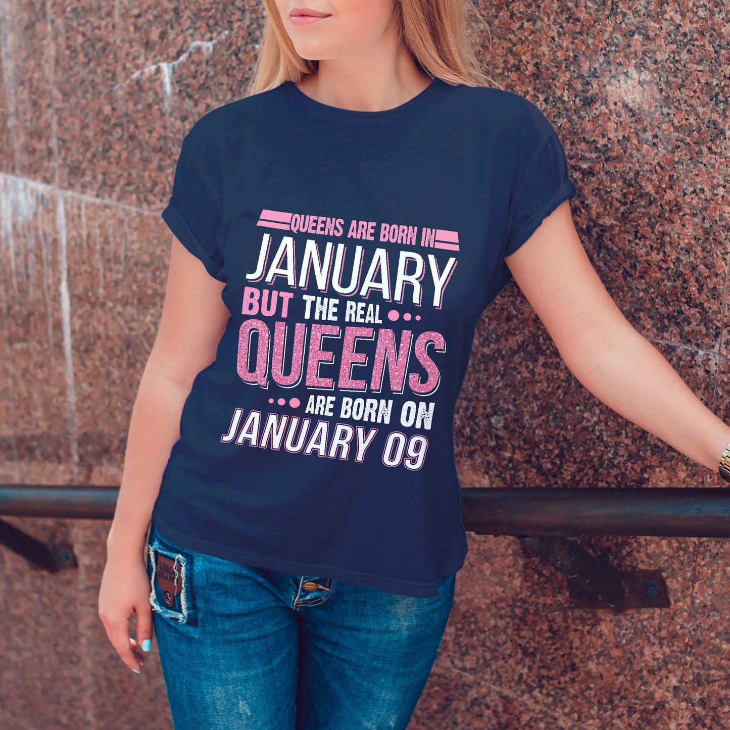 Netecom Queens Are Born in January 09 T-Shirt, Funny Birthday Shirt for Women, Perfect Gift for January Birthday