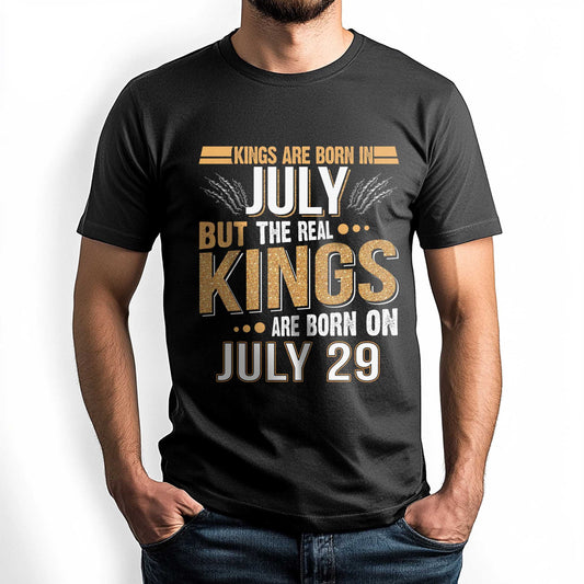 Netecom Kings Are Born on July 29 T-Shirt, Vintage July Birthday Shirt for Men, Funny Graphic Tee, Perfect Gift for Him