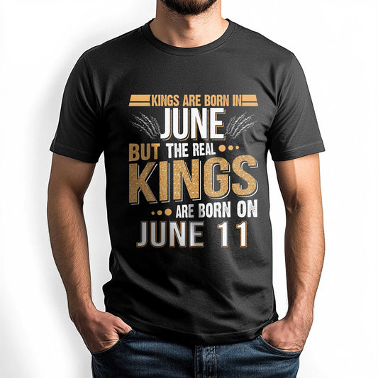 Netecom Kings Are Born on June 11 T-Shirt, Vintage June Birthday Shirt for Men, Funny Graphic Tee, Perfect Gift for Him