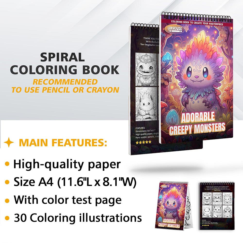 LBKHOUSE Adorable Creepy Monsters Coloring Sheets for Adult