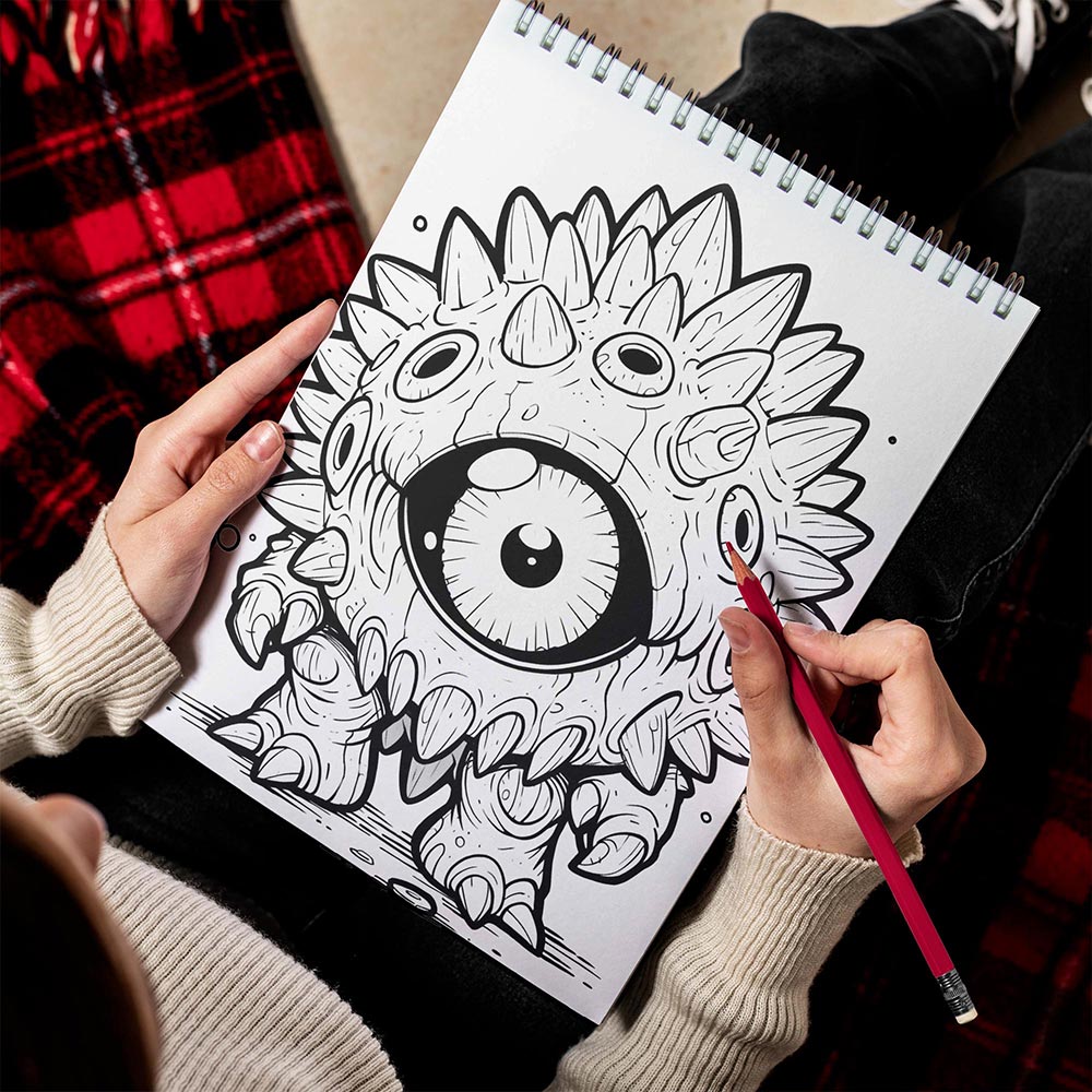 LBKHOUSE Adorable Creepy Monsters Spiral Bound Coloring Book for Adult