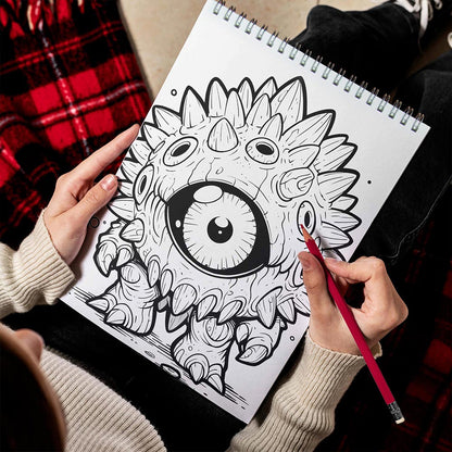 LBKHOUSE Adorable Creepy Monsters Spiral Bound Coloring Book for Adult