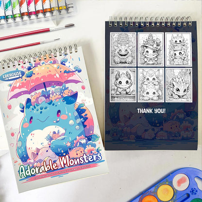 LBKHOUSE Adorable Monsters Spiral Coloring Book for Adult
