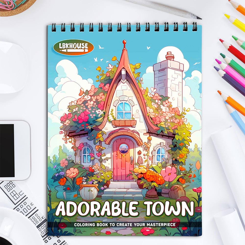 LBKHOUSE Adorable Town Coloring Book for Adults