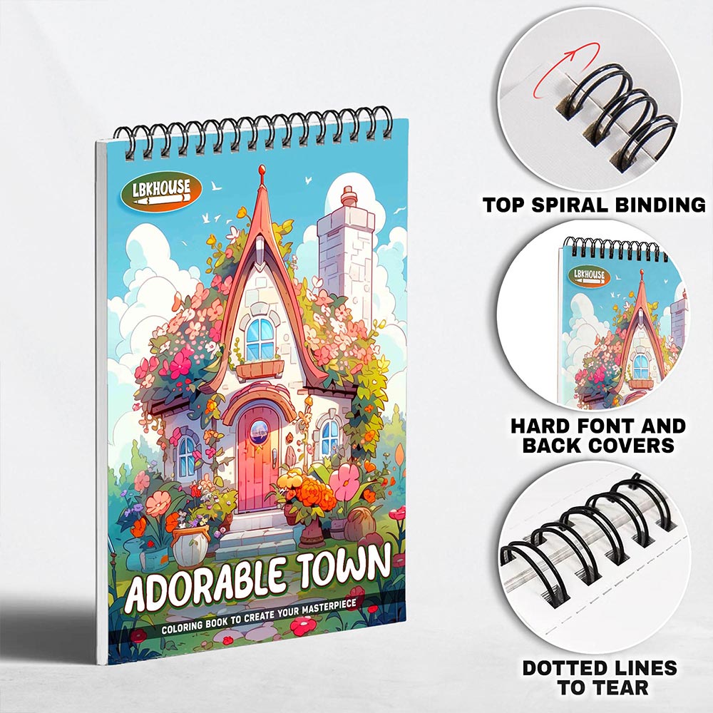 LBKHOUSE Adorable Town Coloring Pages for Adults