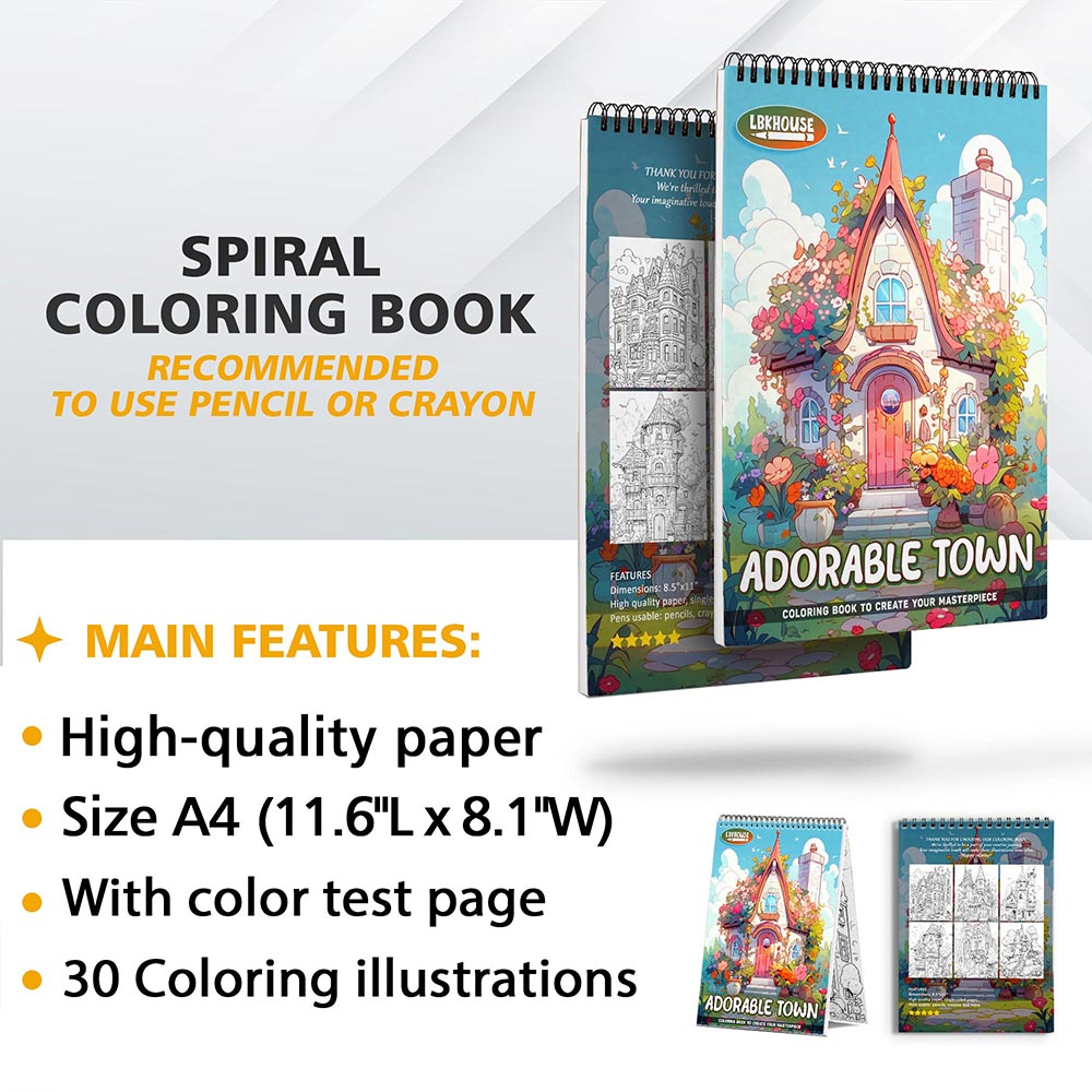 LBKHOUSE Adorable Town Coloring Sheets for Adults