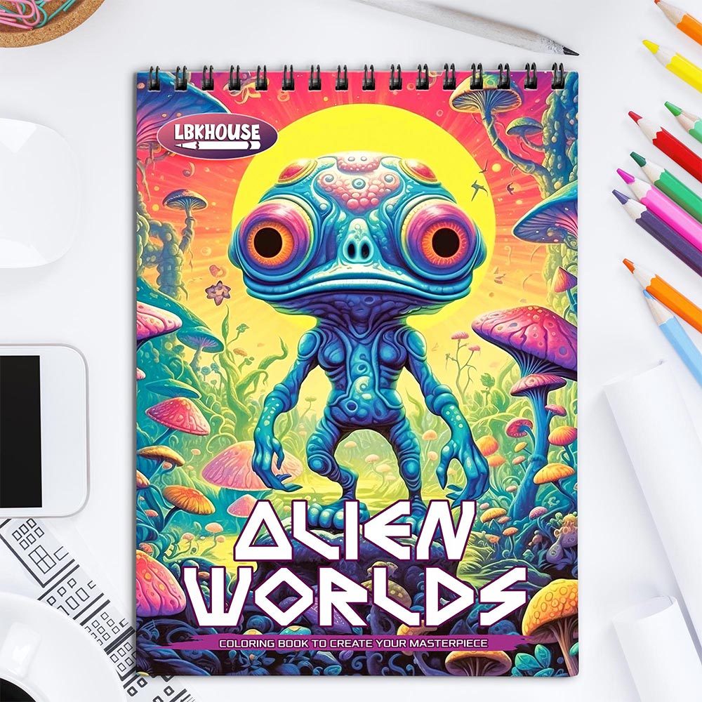 LBKHOUSE Alien Worlds Coloring Book for Adult