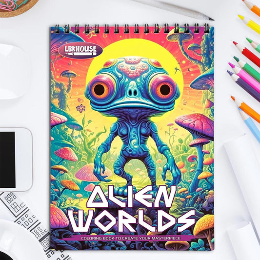 LBKHOUSE Alien Worlds Coloring Book for Adult