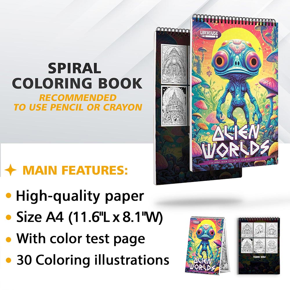 LBKHOUSE Alien Worlds Coloring  Sheets for Adult