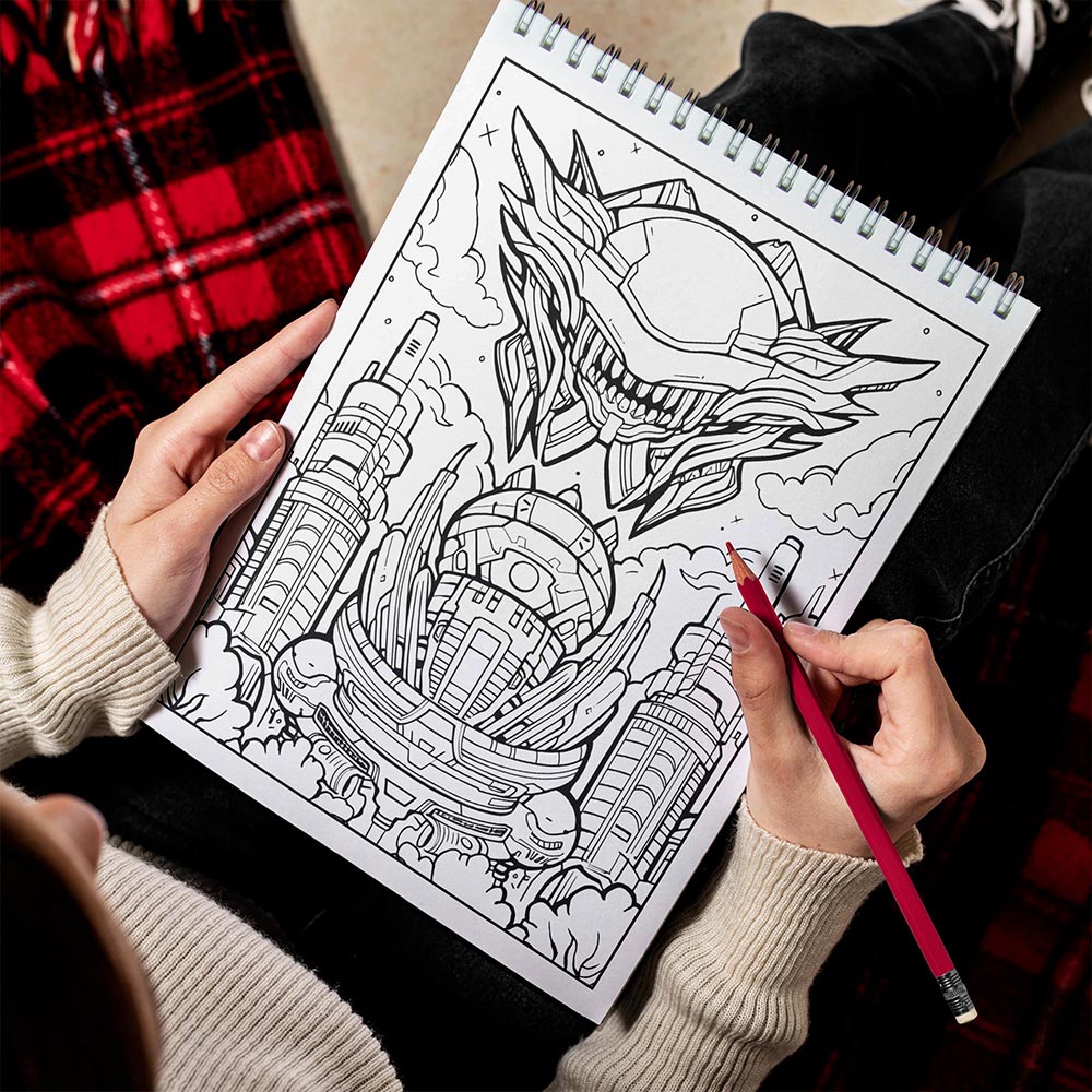 LBKHOUSE Alien Worlds Spiral Bound Coloring Book for Adult