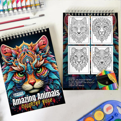 LBKHOUSE Amazing Animals Spiral Coloring Book for Adult