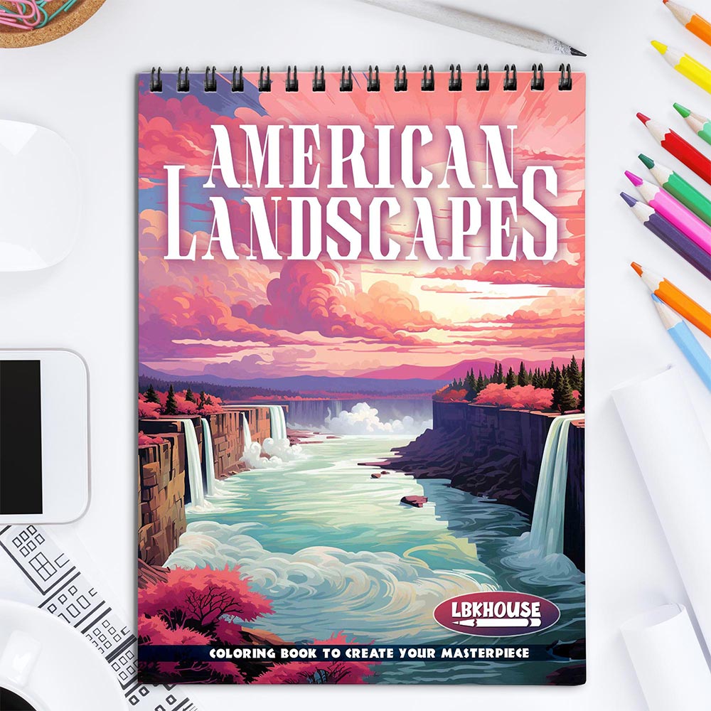 LBKHOUSE American Landscapes Coloring Book for Adult