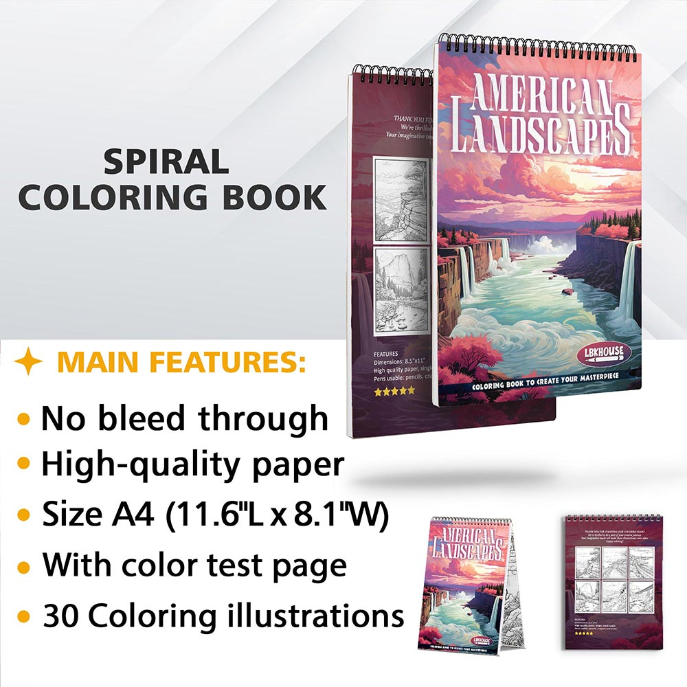 LBKHOUSE American Landscapes Coloring Sheets for Adult