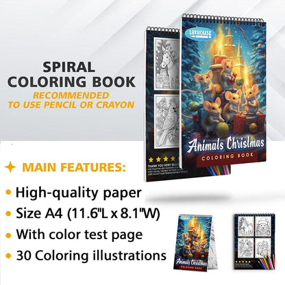 LBKHOUSE Animals Christmas Coloring Sheets for Adult