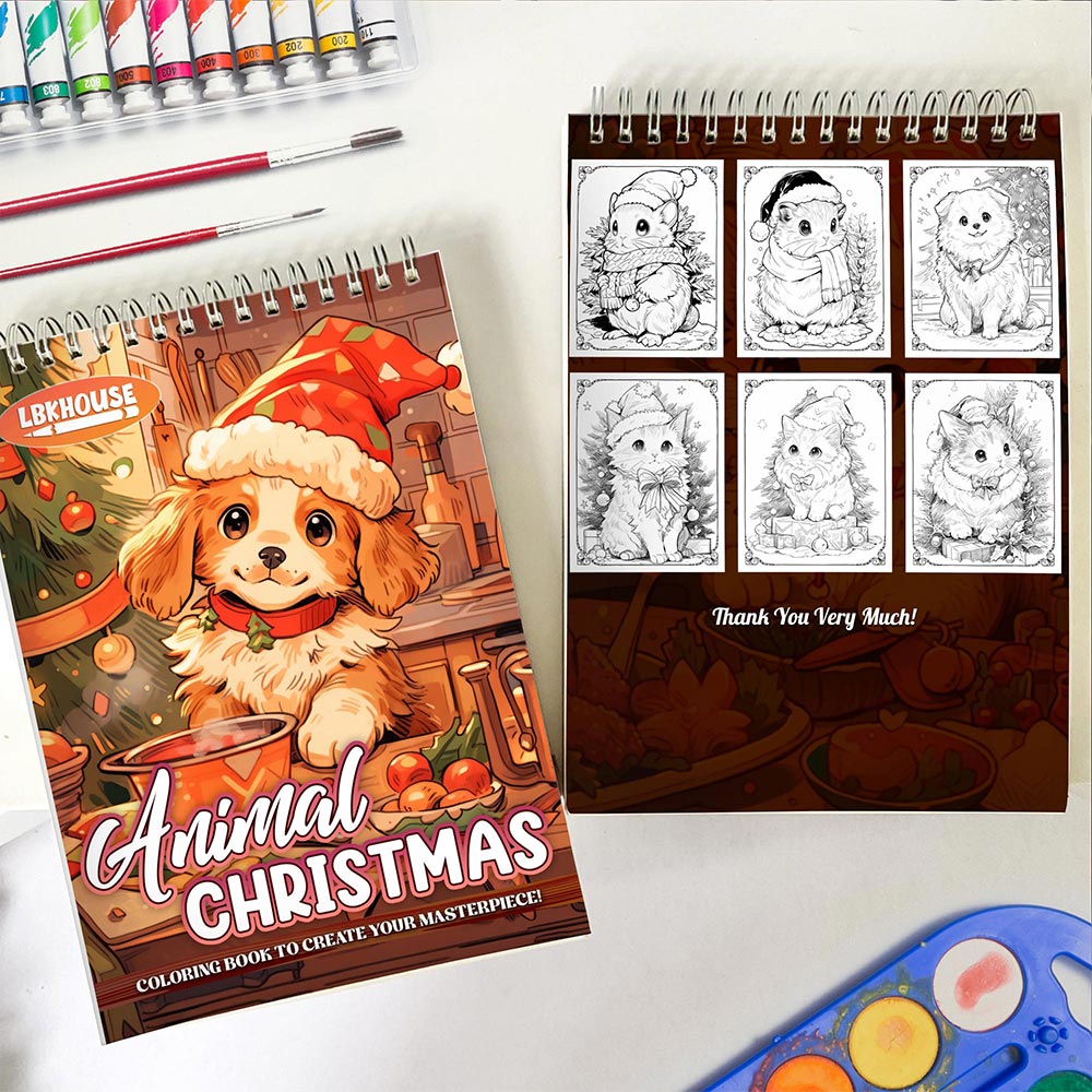LBKHOUSE Animals Christmas Spiral Coloring Book for Adult