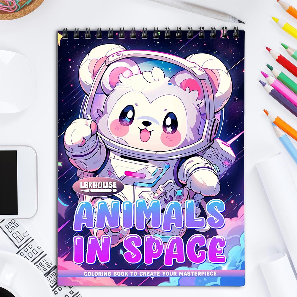 LBKHOUSE Animals In Space Coloring Book for Adult