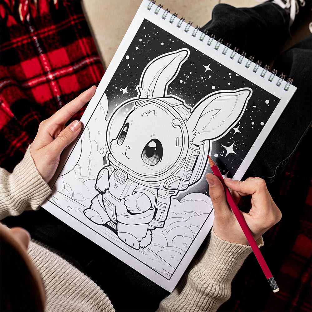 LBKHOUSE Animals In Space Spiral Bound Coloring Book for Adult