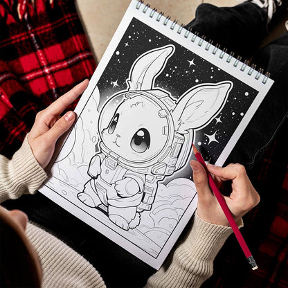 LBKHOUSE Animals In Space Spiral Bound Coloring Book for Adult