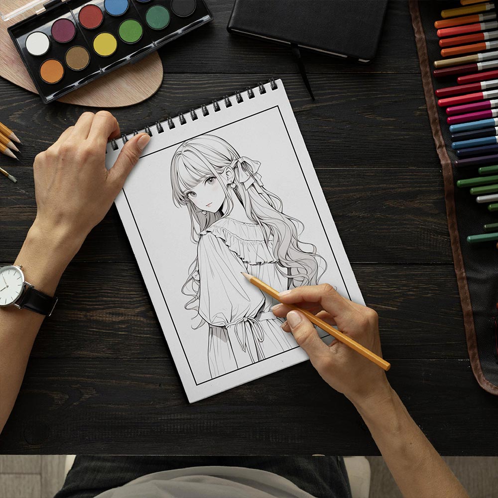 LBKHOUSE Anime Dress Coloring Book for Adult, Spiral Bound, Soft Cover