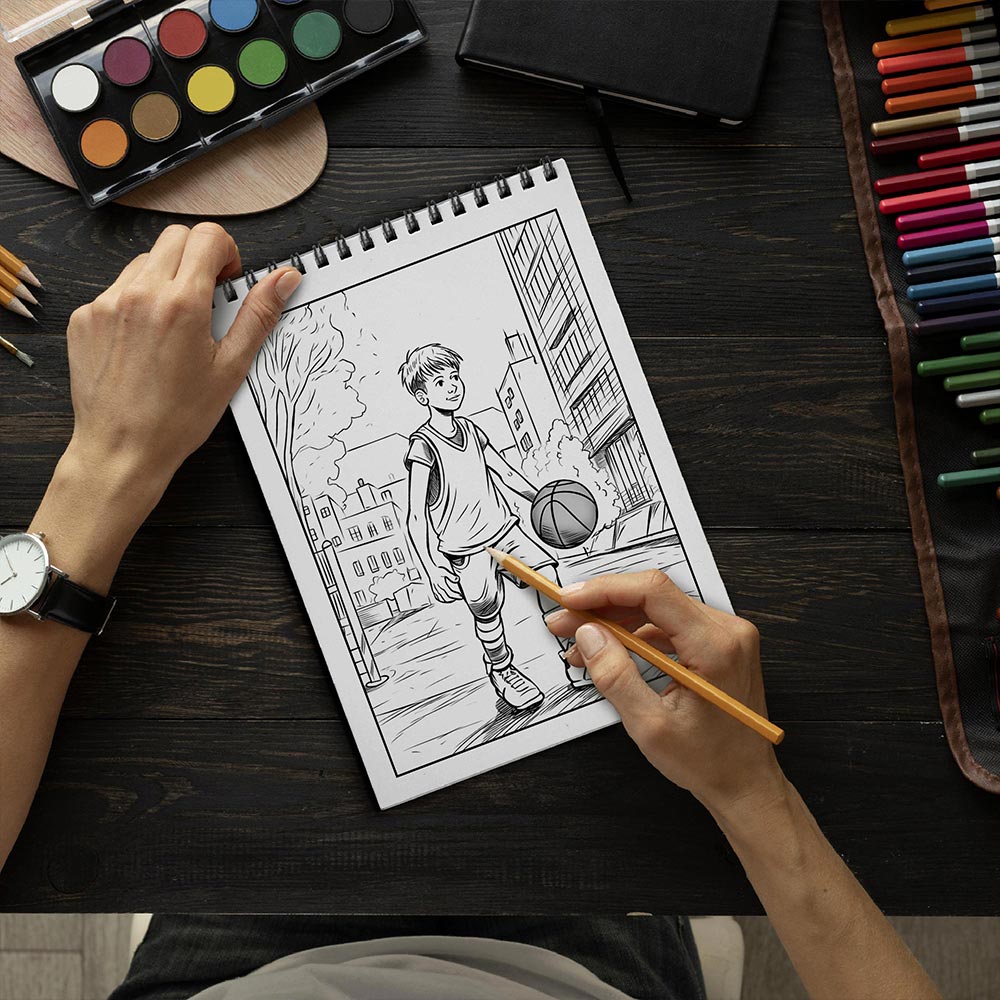 LBKHOUSE Basketball Spiral Bound Coloring Book for Kids