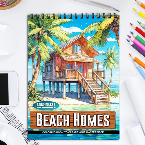 LBKHOUSE Beach Homes Coloring Book for Adult