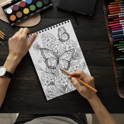 LBKHOUSE Butterflies Coloring Book Spiral Bound for Adults