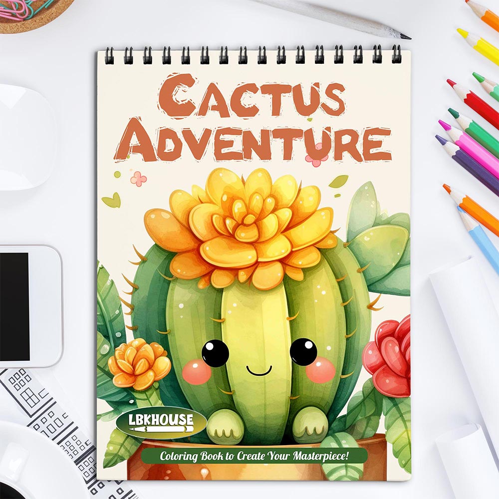 LBKHOUSE Cactus Adventure Coloring Book for Adult