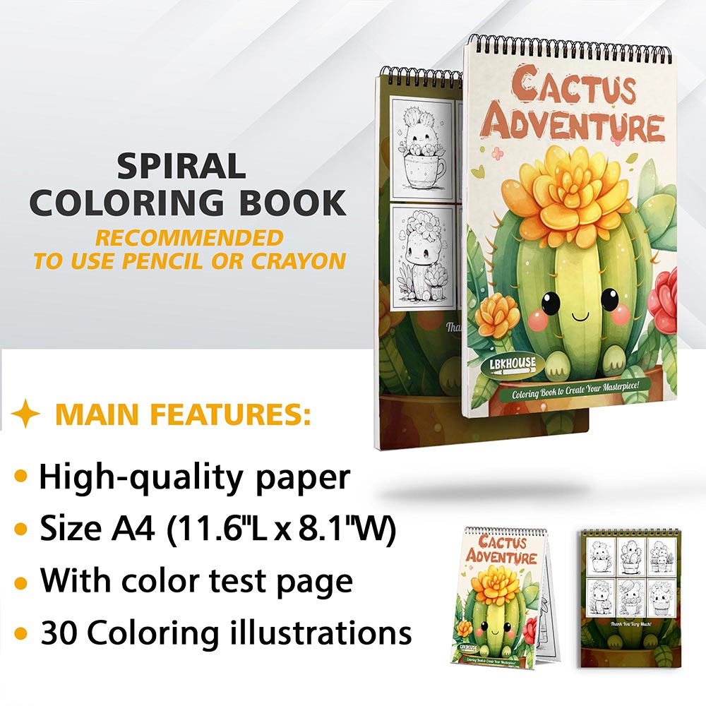 LBKHOUSE Cactus Adventure Coloring Sheets for Adult