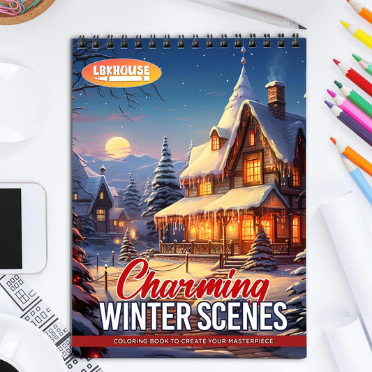 LBKHOUSE Charming Wintertime Scenes Coloring Book for Adult