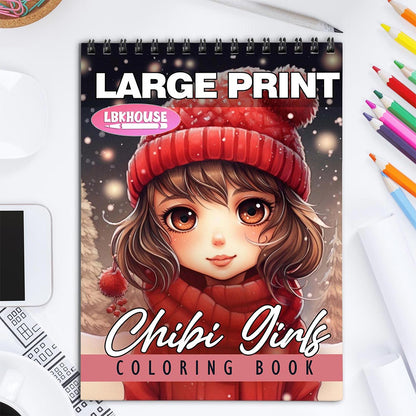 LBKHOUSE Chibi Girls Christmas Coloring Book for Adult