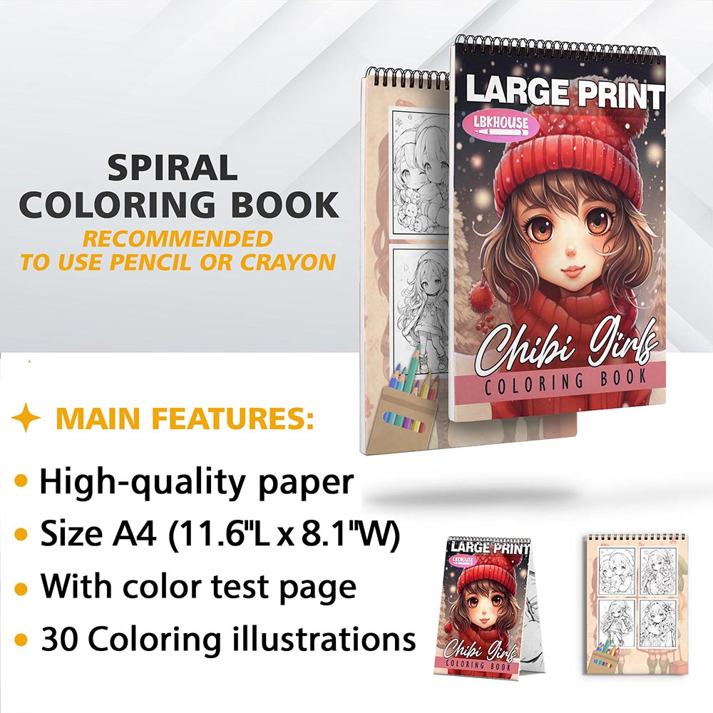 LBKHOUSE Chibi Girls Christmas Coloring Sheets for Adult