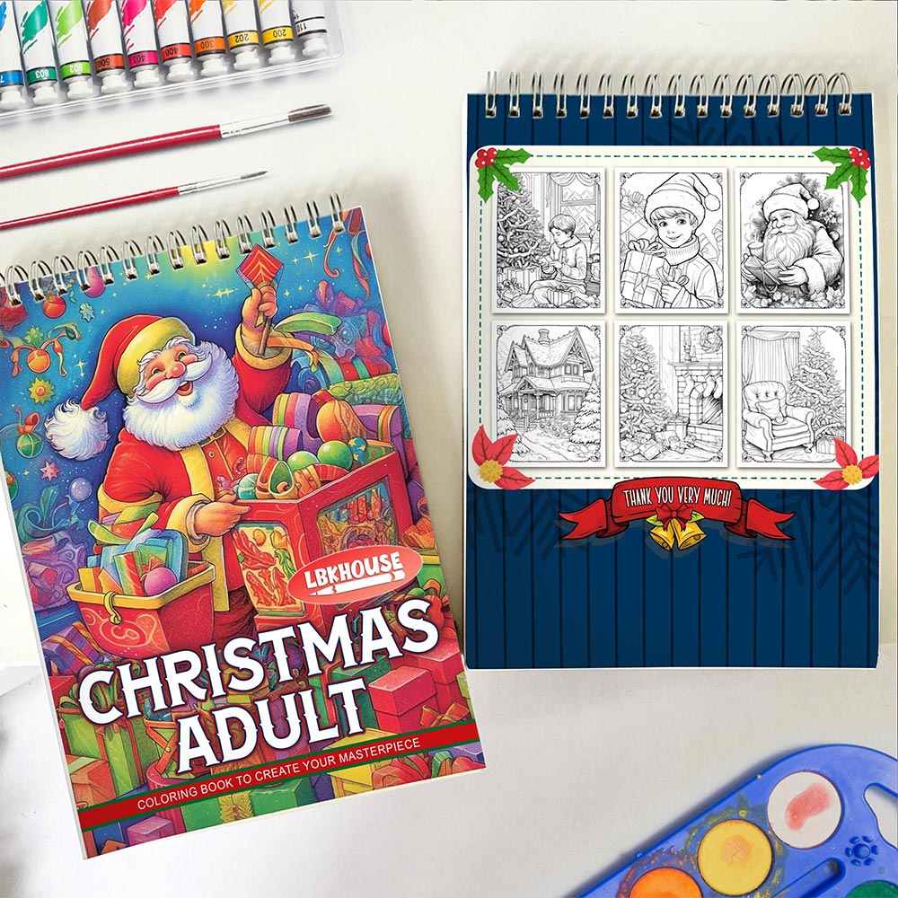 LBKHOUSE Christmas Adult Spiral Coloring Book for Adult