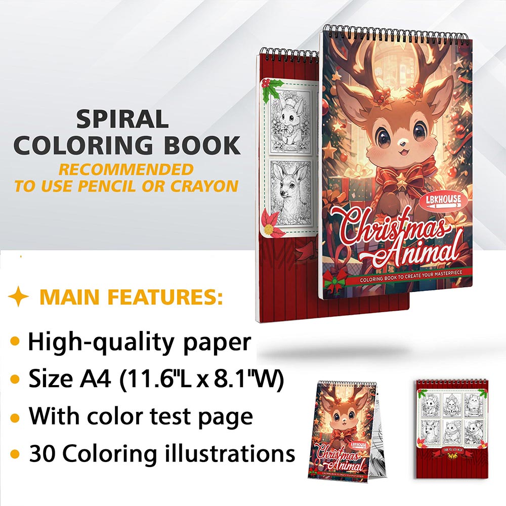 LBKHOUSE Christmas Animal Coloring Sheets for Adult