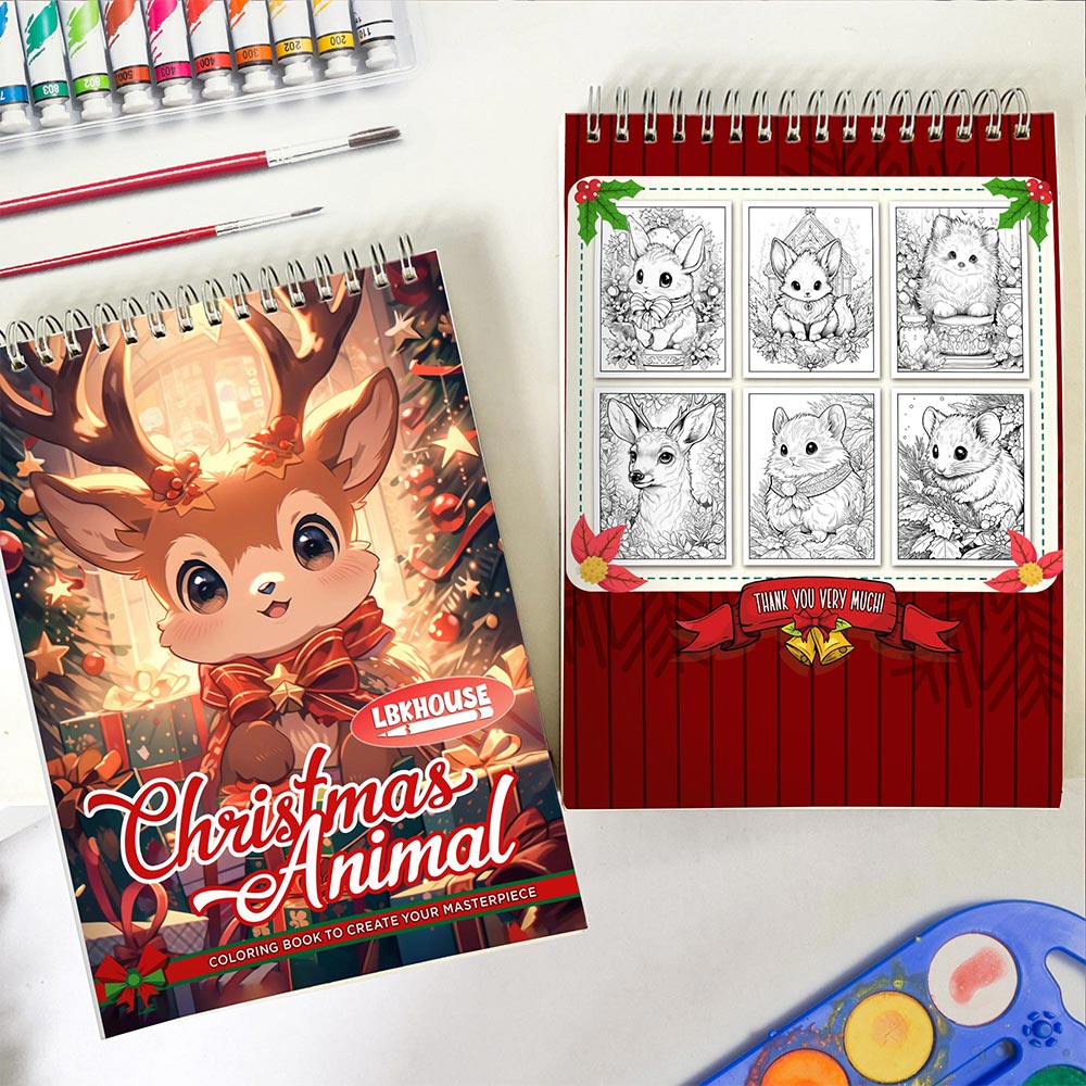LBKHOUSE Christmas Animal Spiral Coloring Book for Adult