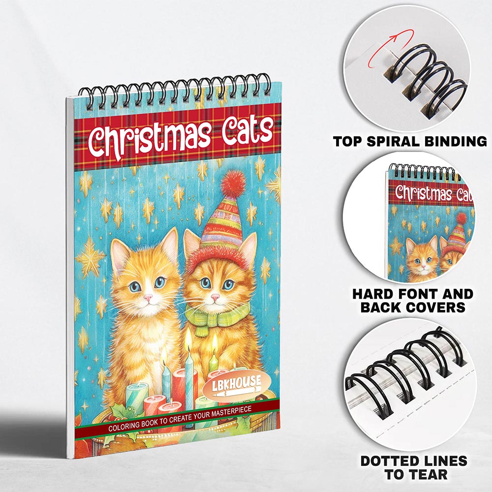 LBKHOUSE Christmas Cats Coloring Pages for Adult
