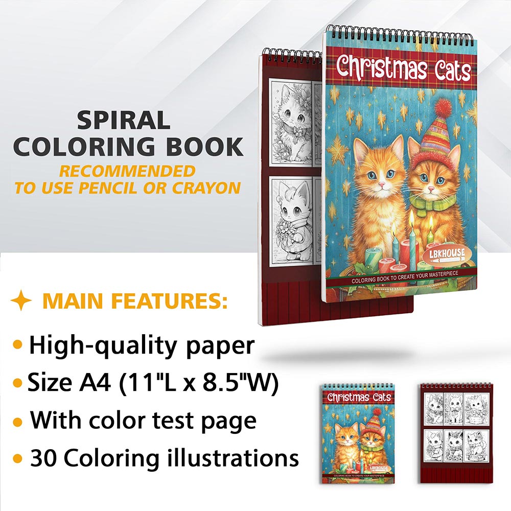 LBKHOUSE Christmas Cats Coloring Sheets for Adult