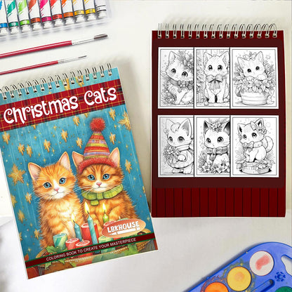 LBKHOUSE Christmas Cats Spiral Coloring Book for Adult