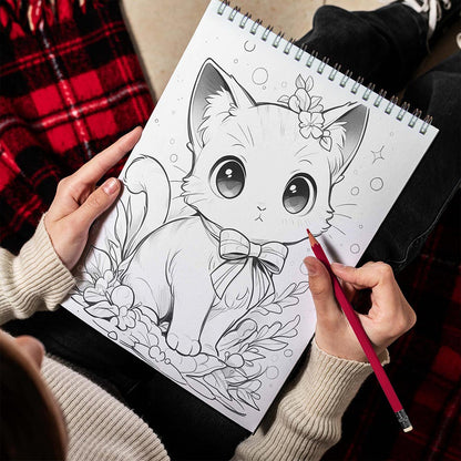 LBKHOUSE Christmas Cats Spiral Bound Coloring Book for Adult