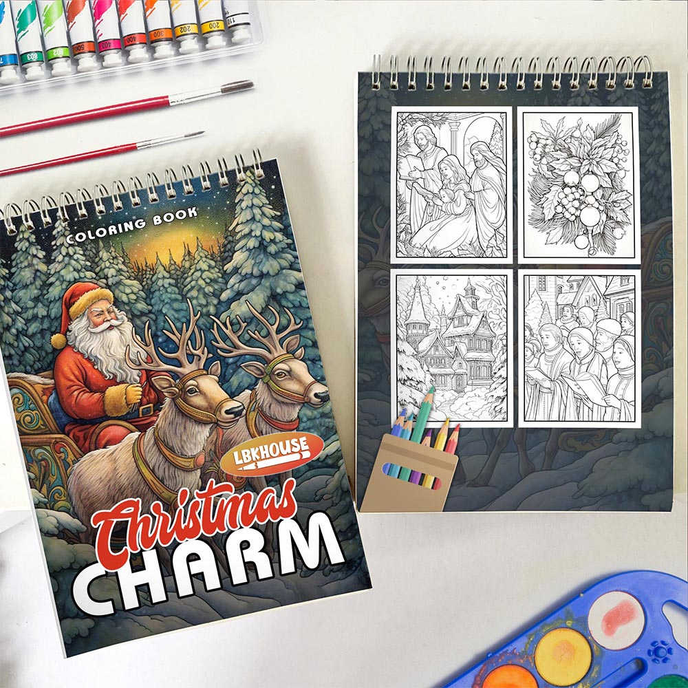 LBKHOUSE Christmas Charm Spiral Coloring Book for Adult