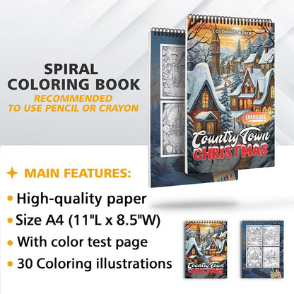 LBKHOUSE Christmas Country Town Coloring Sheets for Adult
