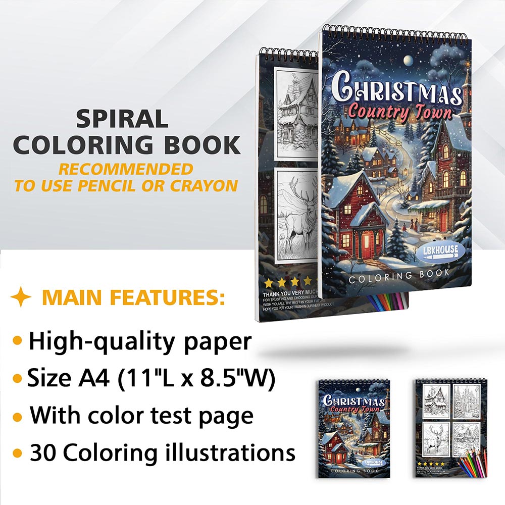 LBKHOUSE Christmas Country Town Coloring Sheets for Adult