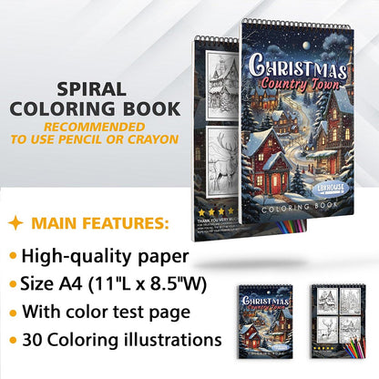 LBKHOUSE Christmas Country Town Coloring Sheets for Adult