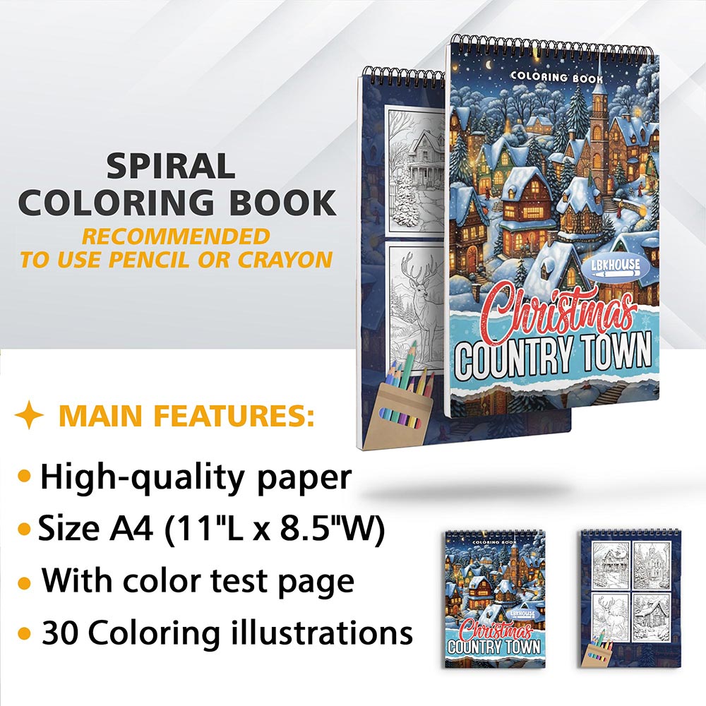 LBKHOUSE Christmas Country Town Coloring Sheets for Adult