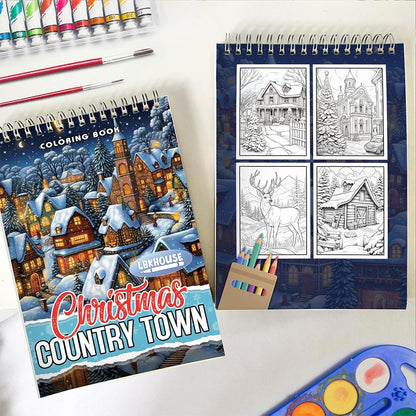 LBKHOUSE Christmas Country Town Spiral Coloring Book for Adult