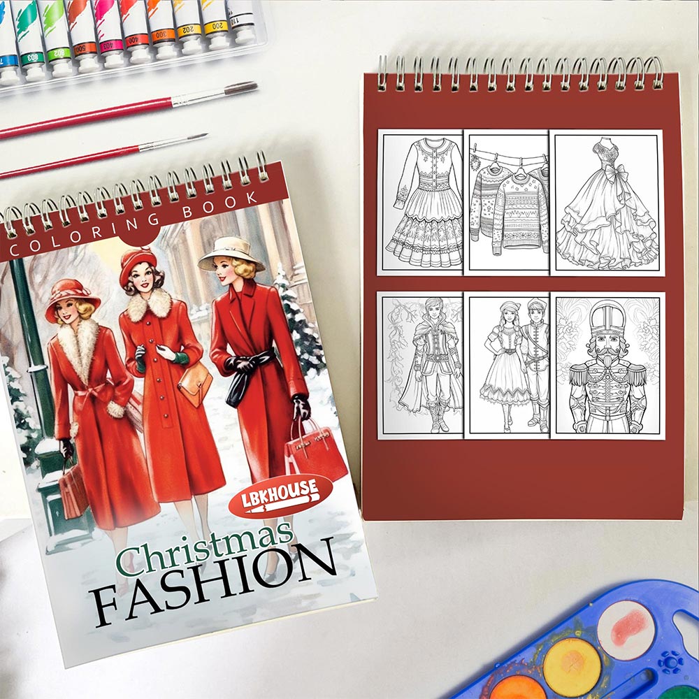 LBKHOUSE Christmas Fashion Spiral Coloring Book for Adult