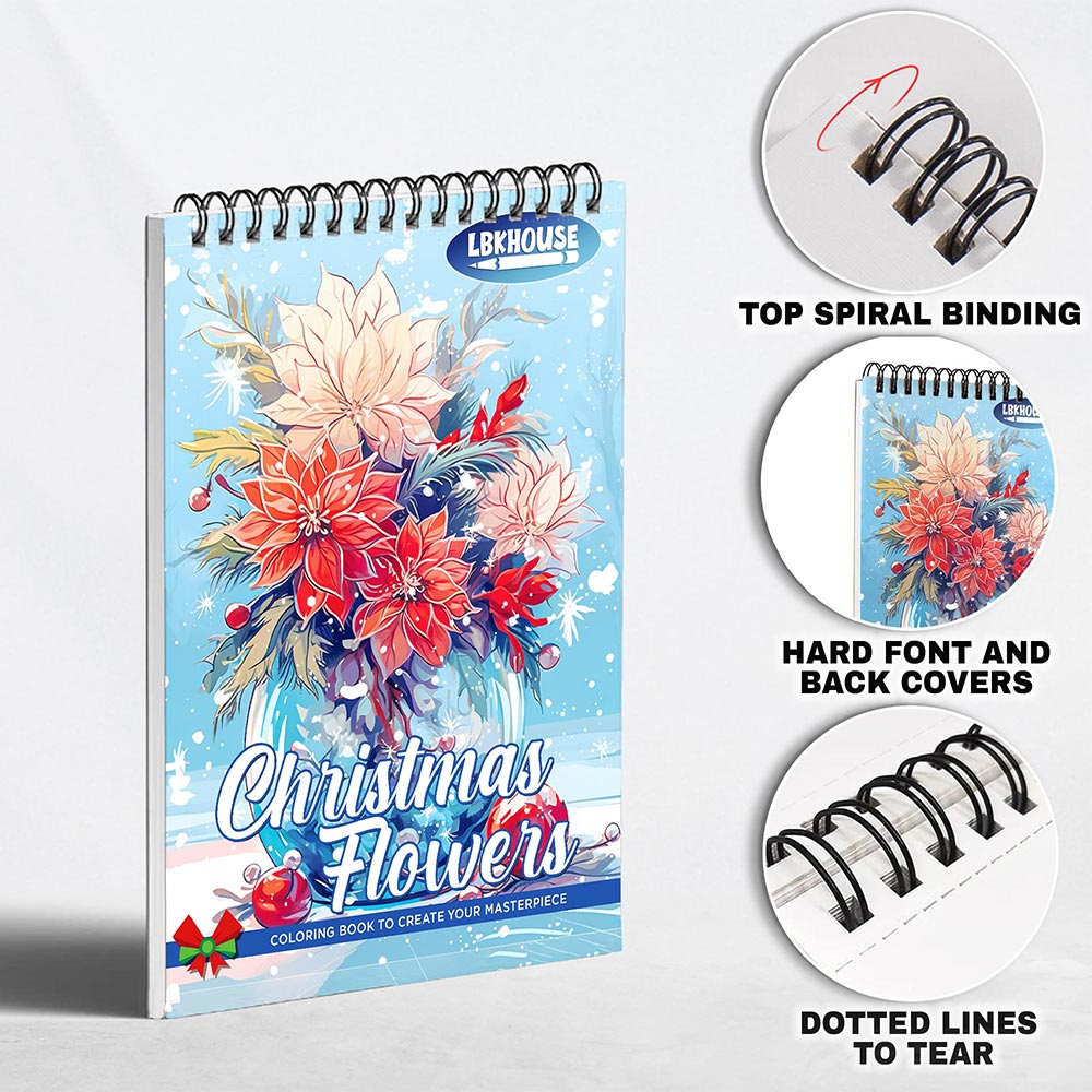 LBKHOUSE Christmas Flowers Coloring Pages for Adult