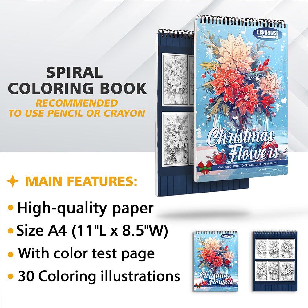 LBKHOUSE Christmas Flowers Coloring Sheets for Adult