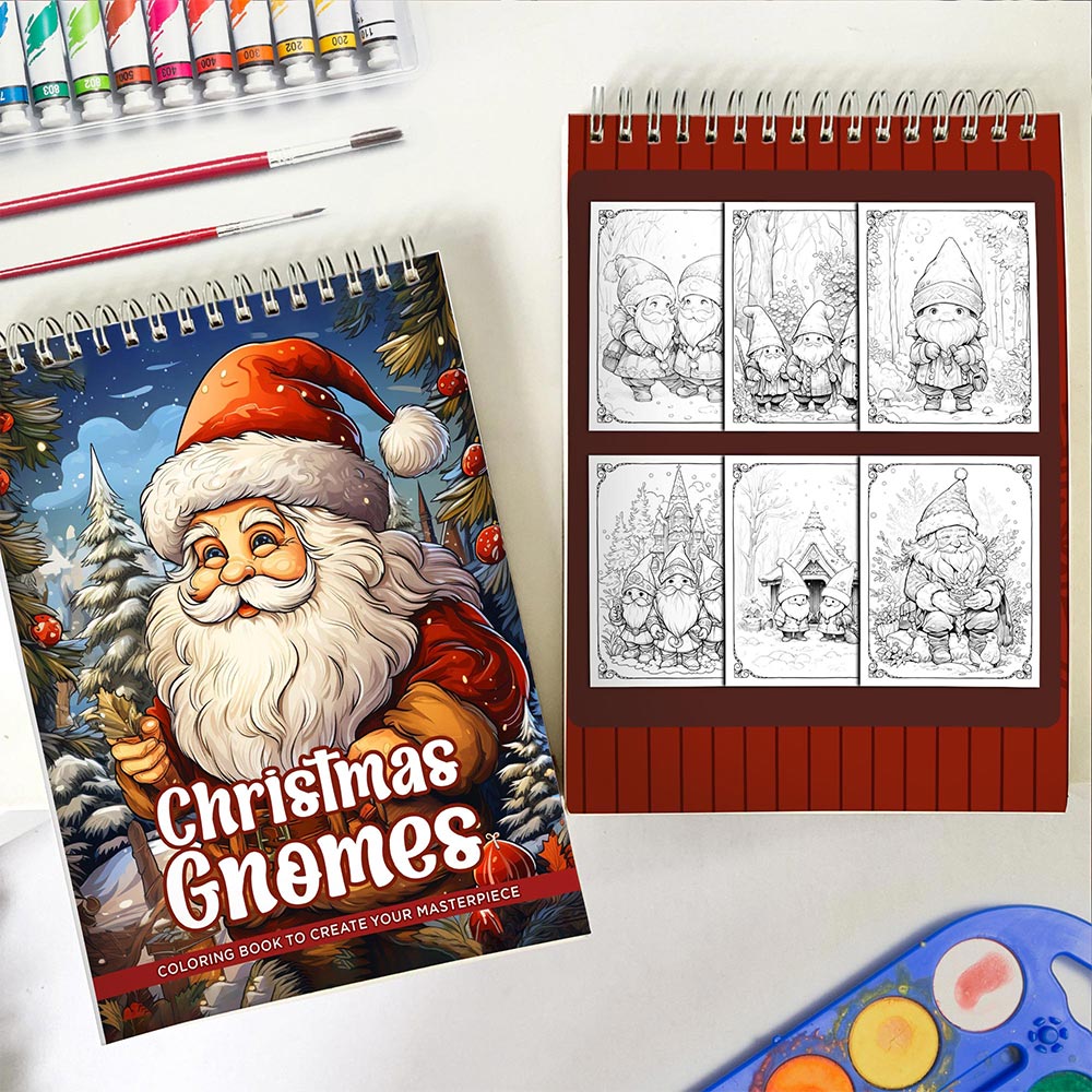 LBKHOUSE Christmas Gnomes Spiral Coloring Book for Adult