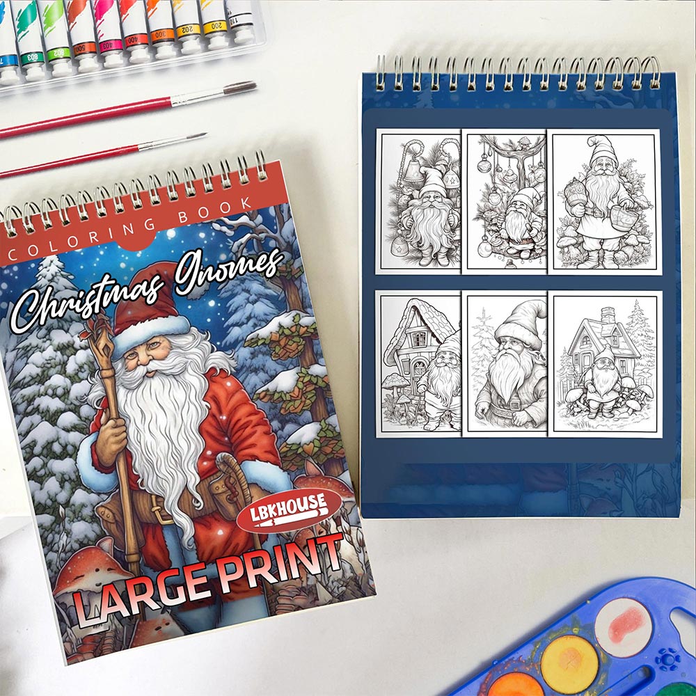 LBKHOUSE Christmas Gnomes Spiral Coloring Book for Adult